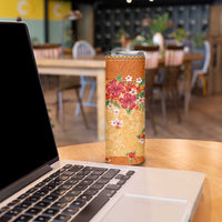 Hawaii Hibiscus Skinny Tumbler Turtles and Tribal Motifs Vintage Floral Style LT03 - Polynesian Pride
