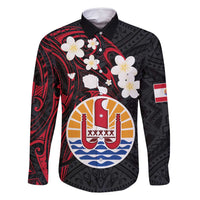French Polynesia Tiare Day Family Matching Summer Maxi Dress and Hawaiian Shirt Seal and Polynesian Pattern LT03 Dad's Shirt - Long Sleeve Black - Polynesian Pride