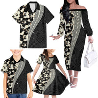 Bula Hibiscus Festival Family Matching Off The Shoulder Long Sleeve Dress and Hawaiian Shirt Tapa Pattern Half Style LT03 - Polynesian Pride