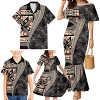Bula Hibiscus Festival Family Matching Mermaid Dress and Hawaiian Shirt Fijian Masi Pattern Half Style LT03 - Polynesian Pride