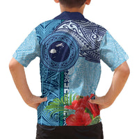Fiji Day Family Matching Off The Shoulder Long Sleeve Dress and Hawaiian Shirt Tapa Pattern and Hibiscus Flower LT03 - Polynesian Pride