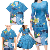Aloha Hawaiian Monk Seal Family Matching Long Sleeve Bodycon Dress and Hawaiian Shirt Polynesian Tattoo The Ocean and Undersea Vibe LT03 - Polynesian Pride