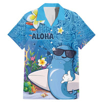 Aloha Hawaiian Monk Seal Family Matching Mermaid Dress and Hawaiian Shirt Polynesian Tattoo The Ocean and Undersea Vibe LT03 Dad's Shirt - Short Sleeve Blue - Polynesian Pride