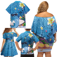Aloha Hawaiian Monk Seal Family Matching Off Shoulder Short Dress and Hawaiian Shirt Polynesian Tattoo The Ocean and Undersea Vibe LT03 - Polynesian Pride