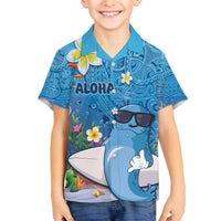 Aloha Hawaiian Monk Seal Family Matching Off Shoulder Short Dress and Hawaiian Shirt Polynesian Tattoo The Ocean and Undersea Vibe LT03 Son's Shirt Blue - Polynesian Pride