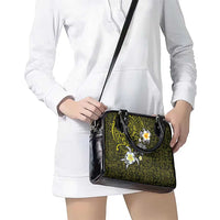 Hawaiian Turtle and Plumeria Shoulder Handbag Polynesian Tattoo and Tribal Elements Pattern Yellow Color LT03 - Polynesian Pride