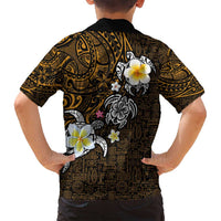 Hawaiian Turtle and Plumeria Family Matching Tank Maxi Dress and Hawaiian Shirt Polynesian Tattoo and Tribal Elements Pattern Orange Color