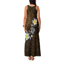 Hawaiian Turtle and Plumeria Family Matching Tank Maxi Dress and Hawaiian Shirt Polynesian Tattoo and Tribal Elements Pattern Orange Color