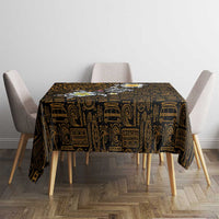 Hawaiian Turtle and Plumeria Tablecloth Polynesian Tattoo and Tribal Elements Pattern Orange Color