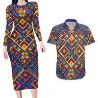 Kolose-Tuvalu Crochet Couples Matching Long Sleeve Bodycon Dress and Hawaiian Shirt with Polynesian and Pacific Tattoos - Polynesian Pride