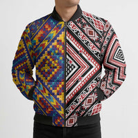 Tuvaluan and New Zealand Culture Bomber Puffer Jacket The Art of Kolose and Taniko LT03 - Polynesian Pride