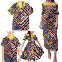 Tuvaluan and New Zealand Culture Family Matching Puletasi and Hawaiian Shirt The Art of Kolose and Taniko LT03 - Polynesian Pride