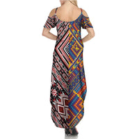 Tuvaluan and New Zealand Culture Family Matching Summer Maxi Dress and Hawaiian Shirt The Art of Kolose and Taniko LT03 - Polynesian Pride