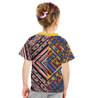 Tuvaluan and New Zealand Culture Kid T Shirt The Art of Kolose and Taniko LT03 - Polynesian Pride