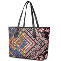 Tuvaluan and New Zealand Culture Leather Tote Bag The Art of Kolose and Taniko LT03 - Polynesian Pride