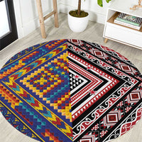 Tuvaluan and New Zealand Culture Round Carpet The Art of Kolose and Taniko LT03 Navy - Polynesian Pride