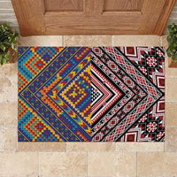 Tuvaluan and New Zealand Culture Rubber Doormat The Art of Kolose and Taniko LT03 Navy - Polynesian Pride
