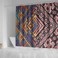 Tuvaluan and New Zealand Culture Shower Curtain The Art of Kolose and Taniko LT03 - Polynesian Pride