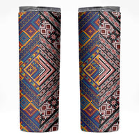 Tuvaluan and New Zealand Culture Skinny Tumbler The Art of Kolose and Taniko LT03 Navy - Polynesian Pride