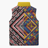 Tuvaluan and New Zealand Culture Sleeveless Puffer Jacket The Art of Kolose and Taniko LT03 - Polynesian Pride