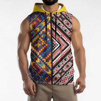 Tuvaluan and New Zealand Culture Sleeveless Zip Hoodie The Art of Kolose and Taniko LT03 - Polynesian Pride