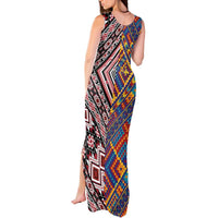 Tuvaluan and New Zealand Culture Tank Maxi Dress The Art of Kolose and Taniko LT03 - Polynesian Pride