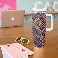 Tuvaluan and New Zealand Culture Tumbler With Handle The Art of Kolose and Taniko LT03 - Polynesian Pride