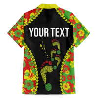 Personalised Vanuatu Running Family Matching Long Sleeve Bodycon Dress and Hawaiian Shirt Footprint and Hibiscus Polynesian Style