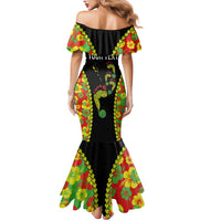 Personalised Vanuatu Running Mermaid Dress Footprint and Hibiscus Polynesian Style