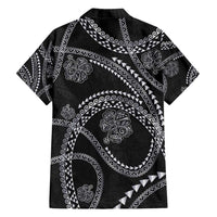 Hawaiian Kakau Art and Hisbiscus Tattoo Family Matching Off Shoulder Maxi Dress and Hawaiian Shirt Tribal Pattern-Silver Style LT03 - Polynesian Pride