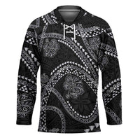 Hawaiian Kakau Art and Hisbiscus Tattoo Hockey Jersey Tribal Pattern-Silver Style - Polynesian Pride