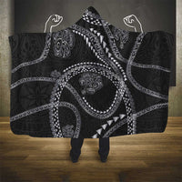 Hawaiian Kakau Art and Hisbiscus Tattoo Hooded Blanket Tribal Pattern-Silver Style LT03 - Polynesian Pride