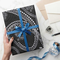 Hawaiian Kakau Art and Hisbiscus Tattoo Wrapping Paper Tribal Pattern-Silver Style - Polynesian Pride