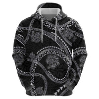 Hawaiian Kakau Art and Hisbiscus Tattoo Zip Hoodie Tribal Pattern-Silver Style LT03 - Polynesian Pride