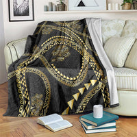 Hawaiian Kakau Art and Hisbiscus Tattoo Blanket Tribal Pattern-Gold Style - Polynesian Pride