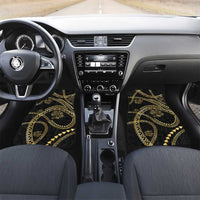 Hawaiian Kakau Art and Hisbiscus Tattoo Car Mats Tribal Pattern-Gold Style LT03 Set 2pcs - Front Black - Polynesian Pride