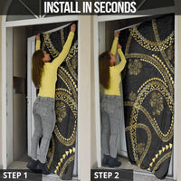 Hawaiian Kakau Art and Hisbiscus Tattoo Door Cover Tribal Pattern-Gold Style - Polynesian Pride