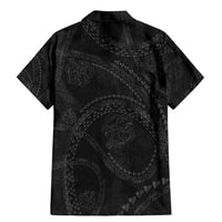 Hawaiian Kakau Art and Hisbiscus Tattoo Family Matching Mermaid Dress and Hawaiian Shirt Tribal Pattern-Black Gradient Style LT03 - Polynesian Pride