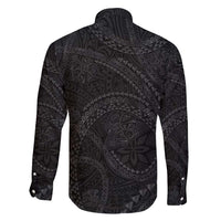 Hawaiian Kakau Art and Hisbiscus Tattoo Family Matching Off Shoulder Maxi Dress and Hawaiian Shirt Tribal Pattern-Black Gradient Style LT03 - Polynesian Pride