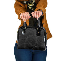 Hawaiian Kakau Art and Hisbiscus Tattoo Shoulder Handbag Tribal Pattern-Black Gradient Style - Polynesian Pride