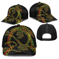 Hawaiian Kakau Art and Hisbiscus Tattoo Baseball Net Cap Tribal Pattern-Reggae Style - Polynesian Pride