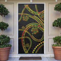Hawaiian Kakau Art and Hisbiscus Tattoo Door Cover Tribal Pattern-Reggae Style LT03 Black - Polynesian Pride