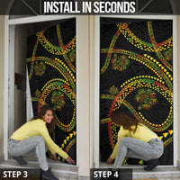 Hawaiian Kakau Art and Hisbiscus Tattoo Door Cover Tribal Pattern-Reggae Style LT03 - Polynesian Pride