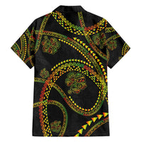Hawaiian Kakau Art and Hisbiscus Tattoo Family Matching Off Shoulder Short Dress and Hawaiian Shirt Tribal Pattern-Reggae Style LT03 - Polynesian Pride