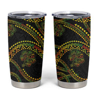 Hawaiian Kakau Art and Hisbiscus Tattoo Tumbler Cup Tribal Pattern-Reggae Style LT03 Black - Polynesian Pride