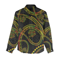 Hawaiian Kakau Art and Hisbiscus Tattoo Women Casual Shirt Tribal Pattern-Reggae Style - Polynesian Pride
