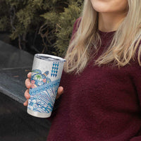 Hawaiian Abstract Sea Turtle Tumbler Cup Polynesian Tapa Art and Kakau Tattoo White WaterColor - Polynesian Pride