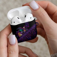 Hawaiian Abstract Sea Turtle AirPods Case Polynesian Tapa Art and Kakau Tattoo Purple WaterColor - Polynesian Pride