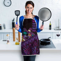 Hawaiian Abstract Sea Turtle Apron Polynesian Tapa Art and Kakau Tattoo Purple WaterColor - Polynesian Pride