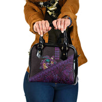 Hawaiian Abstract Sea Turtle Shoulder Handbag Polynesian Tapa Art and Kakau Tattoo Purple WaterColor - Polynesian Pride